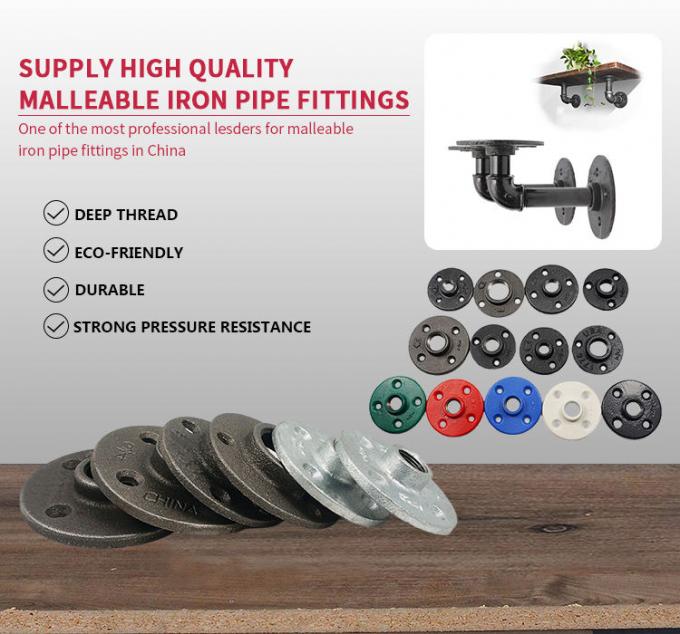 DELLOK el 1/2” 3/4" reborde normal roscado hembra del piso de los agujeros de la instalación de tuberías del hierro maleable de Bsp 4 2