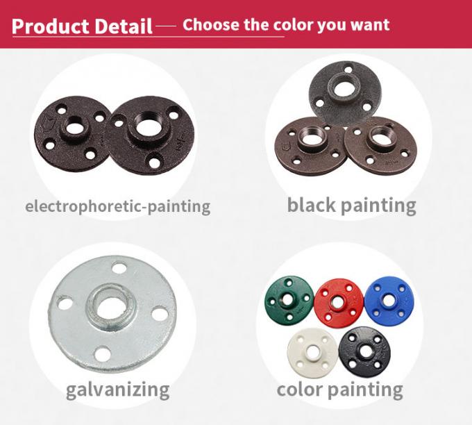 DELLOK el 1/2” 3/4" reborde normal roscado hembra del piso de los agujeros de la instalación de tuberías del hierro maleable de Bsp 4 0