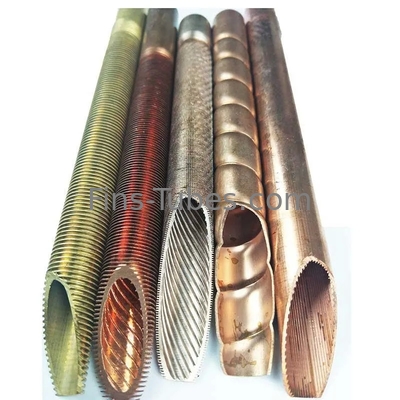 DELLOK tubo de aleta baja de cobre con ranuras internas para intercambiador de calor y refrigerador de aire